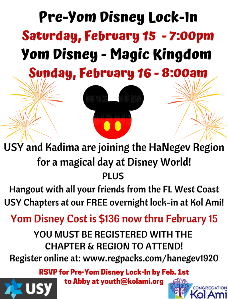 Banner Image for USY/Kadima Pre-Yom Disney Lock-In
