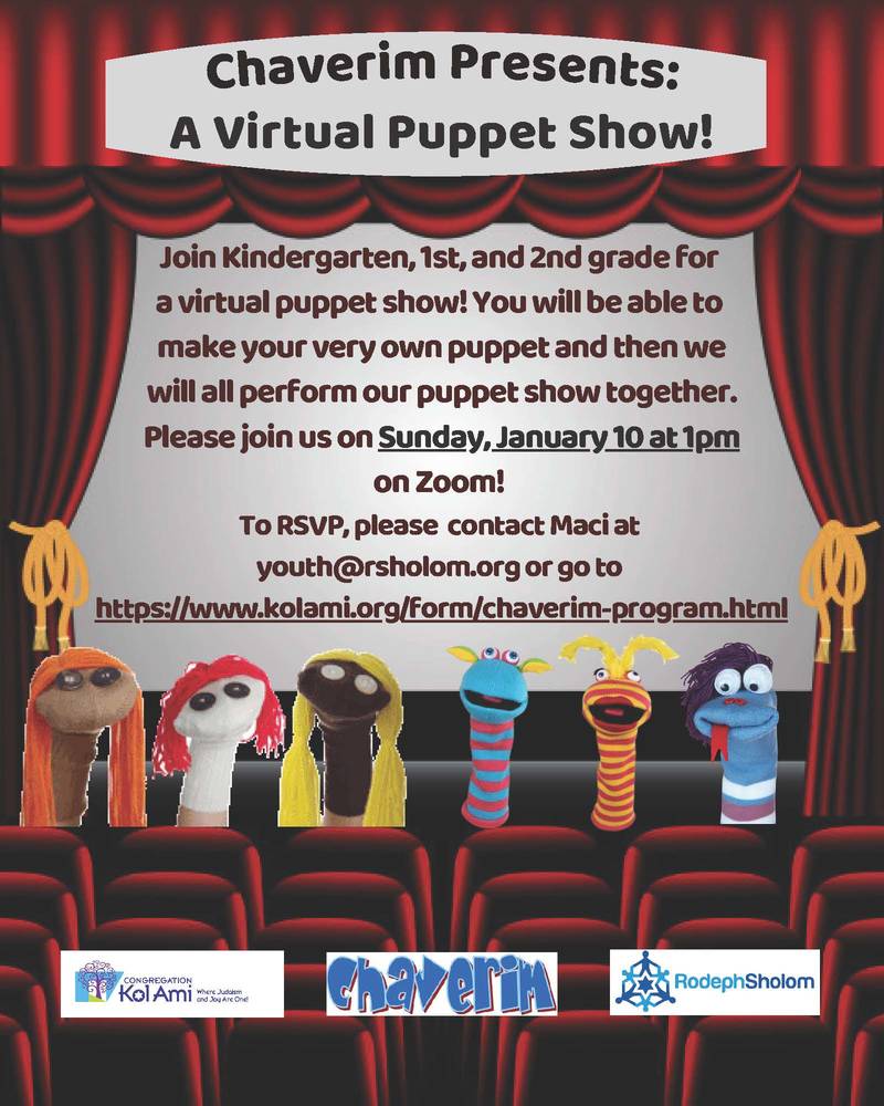 Banner Image for Chaverim: A Virtual Puppet Show: Click Here for More Information
