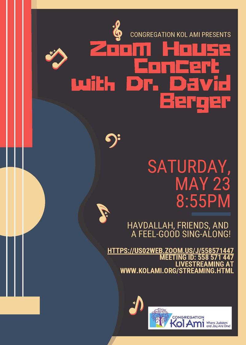 Banner Image for  ZOOM HOUSE CONCERT & HAVDALAH WITH DAVID BERGER: Click Here for Zoom Link