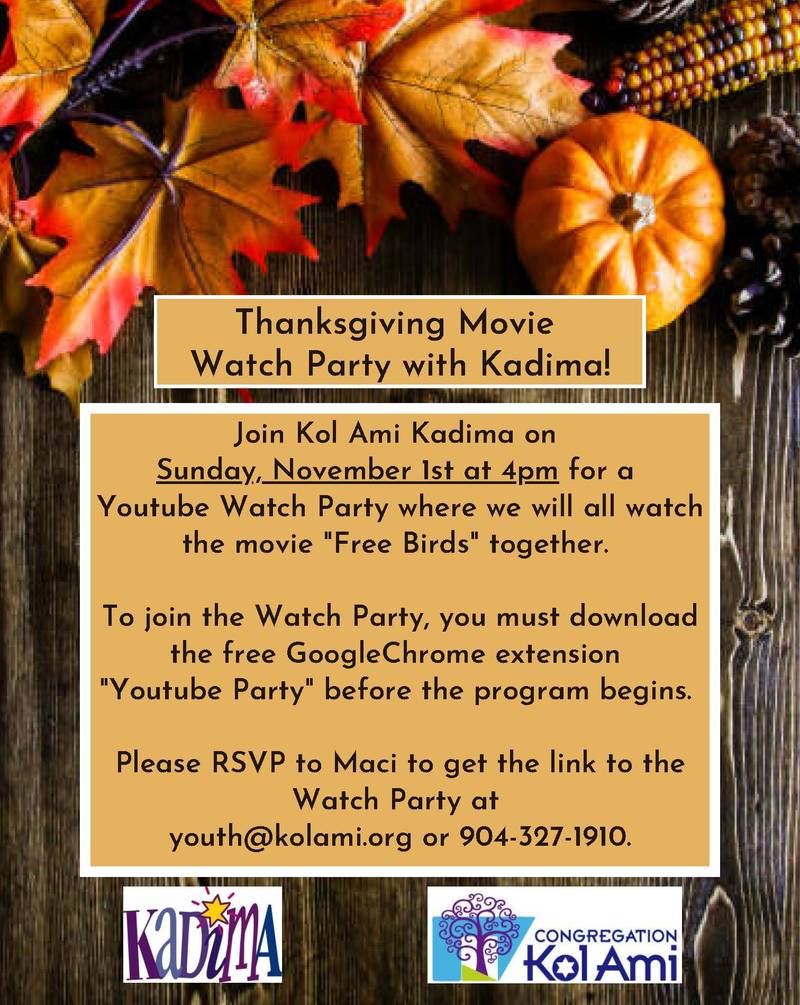 Banner Image for Kadima- Thanksgiving Movie Watch Party-Click Here for more Info