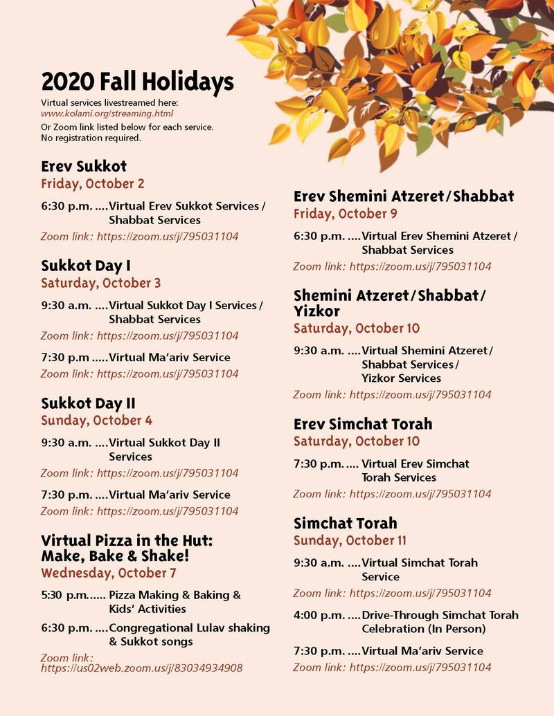 Banner Image for VIRTUAL SUKKOT DAY 2 SERVICES : Click Here for Zoom Link or Livestream